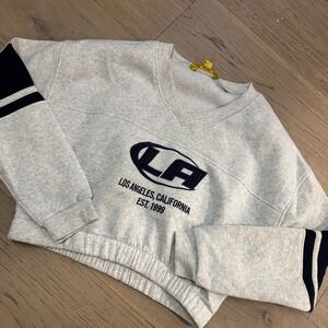 Cult‎ Favorite LA Los Angeles Graphic Sweatshirt Gray Navy Blue XS Pullover